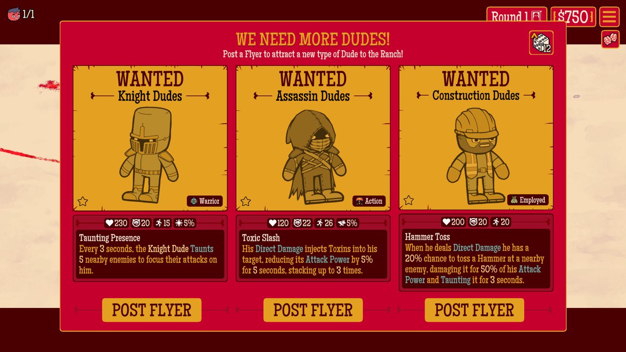 How Many Dudes? Tier 1 gameplay at Round 18 showing the Wanted board asking for Knight Dudes