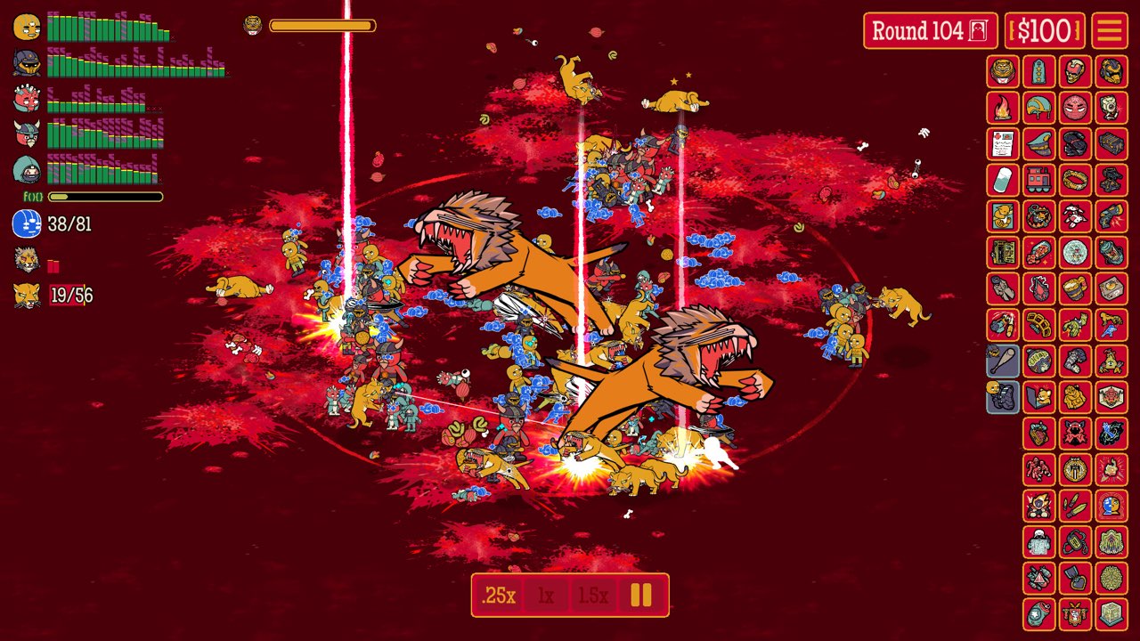 How Many Dudes? battle at Round 104, one round before the G.O.A.T. boss at 105